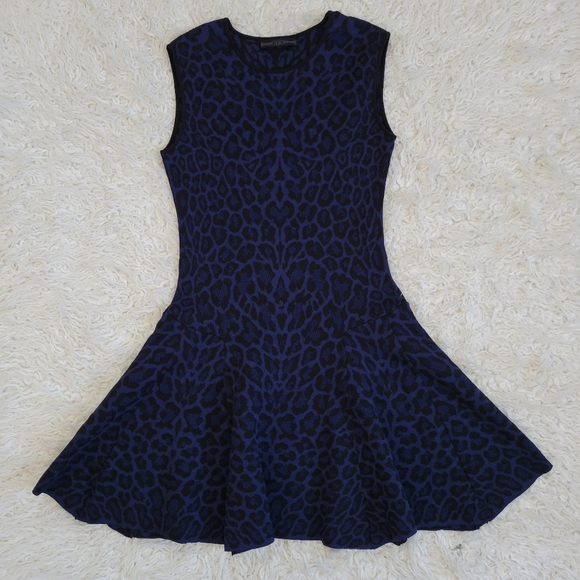 RVN Knit Jacquard Fit Flare Sleeveless Leopard Print Dress - Picture 8 of 11
